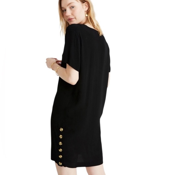 Madewell Black Side-Button Easy Shift Dress - Picture 1 of 8